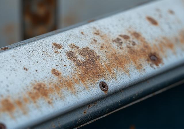 Dettaglio in acciaio ossidato e macchiato